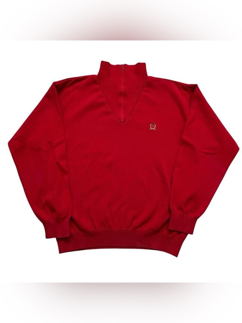 Vintage red Tommy Hilfiger 1/4 zip sweater